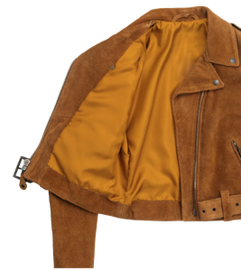 Chaqueta de Motociclista de Gamuza Marrón para Mujer, Chaqueta Corta de Gamuza Estilo Motociclista Vintage, Chaquetas de Gamuza para Mujer al por Mayor - Product Image 3