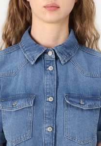 Robe moulante en jean décontractée printemps-été, sans manches, longueur midi, style simple, technique délavée, coupe droite, logo frontal - Product Image 5