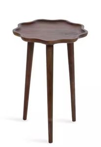 Modern Scalloped Edge Wooden Side <b>Table</b> Three <b>Leg</b> Tapered Coffee <b>Table</b> - Product Image 3