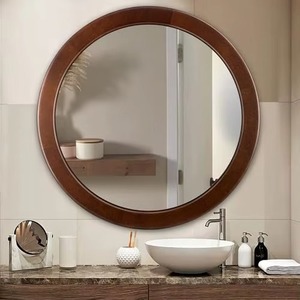 <b>Round</b> Rustic <b>Wall</b> <b>Mirror</b> with Walnut Frame Handmade Wedding Decor for Bathroom Bedroom Living Room Entryway REHMAN CRAFT - Product Image 1