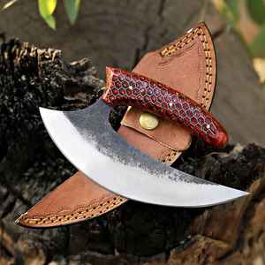 Cuchillo para Pizza de Grado Industrial OEM, Estilo Hacha Vikinga, Mango de Panal, Hecho a Mano, Cuchillo para Pizza Vikingo, Forjado a Mano Personalizado - Product Image 2