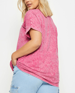 Camiseta de mujer antiencogimiento, duradera, suave, con lavado ácido, personalizada, 100% algodón, estilo moderno, al por mayor, de alta calidad. - Product Image 3