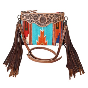 Premium Quality Cowgirl Western Style Leather Saddle Blanket Crossbody <b>Bag</b> Bohemian Fashion with Fringe <b>Long</b> Strap Top Supplier - Product Image 4