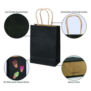 Sac en papier kraft torsadé personnalisé marron blanc noir pour livraison et emballage alimentaire de restaurant avec impression laminée - Product Image 6