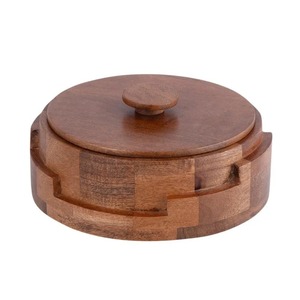 Cazuela Redonda de Madera Moderna con Tapa, Diseño Minimalista Ecológico, Tapa de Madera Hecha a Mano - Product Image 5
