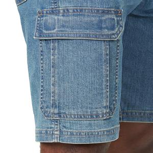 Pantalones Cortos Cargo de Lana Azul Lavada para Hombre, Cintura Media Elástica, Casuales, Sólidos, Tipo Bermuda, 100% Algodón, Ecológicos y Transpirables - Product Image 5
