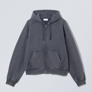 Fabricant de sweats à capuche zippés personnalisés pour hommes, en molleton bouclette lourd 460 g/m², coupe ample et courte, épaules tombantes - Product Image 5