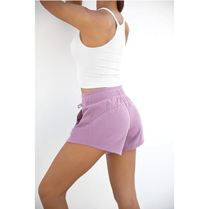 Shorts de sport en coton personnalisés pour femmes avec poches |   Shorts de sport taille haute avec cordon de serrage, pour le sport et la détente, fournisseur en gros OEM - Product Image 5