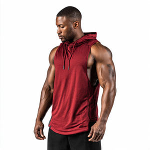 Sweat à capuche sans manches pour homme en polaire polyester/coton, idéal pour le printemps, l'entraînement et le streetwear - Product Image 4