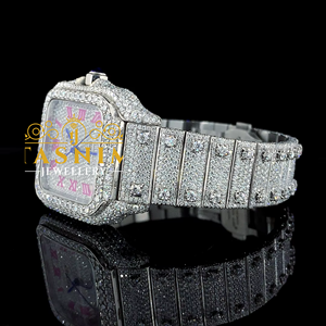 Reloj de Moda Cuadrado para Hombre con Diamantes Moissanite VVS, Completamente Cubierto de Piedras, Movimiento de Cuarzo, Cronógrafo, Estilo Simple, Deportivo y Ejecutivo - Product Image 3