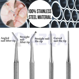 Professional Reusable Stainless Steel Double Ended <b>Nail</b> Lifter & <b>File</b> Set with Angled Straight Tips for Manicure & Pedicure Care - Product Image 5