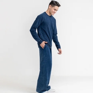 Sweat-shirt en denim pour hommes et femmes, entièrement personnalisable, streetwear, 360g, 100% coton, respirant, séchage rapide, haute qualité, couleur personnalisable - Product Image 2