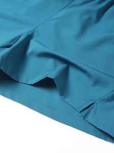 Women's Teal Solid Color Drawstring Waist Shorts High Waisted Knitted Quick Dry Sporty Fit with Side Pockets - Product Image 4