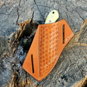 Cuchillo de Caza y Camping de Acero de Damasco con Hoja Fija, Mango de Hueso de Camello y Madera, Punta Caída, 7.5 Pulgadas de Longitud Total, OEM/ODM Disponible - Product Image 6