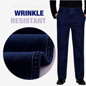 Jeans de Mezclilla Azul Oscuro de Pierna Recta para Hombre, Cintura Alta, Corte Regular, Estilo Casual de Algodón, Ropa de Otoño - Product Image 3