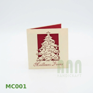 Custom Laser Cut 3D Paper Christmas Tree Greeting <b>Cards</b> 'Thank You' Christmas Day Letterpress Matte ANN HANDICRAFT MC001 - Product Image 4