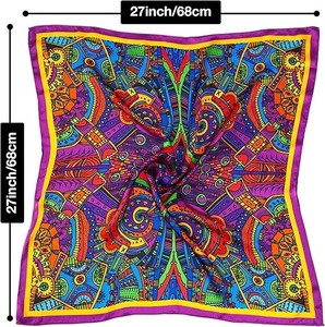 2026 High Quality Vintage Long Printed Satin Silk <b>Scarf</b> 90x90cm Pure Silk Hijab Women's <b>Square</b> <b>Scarf</b> - Product Image 4