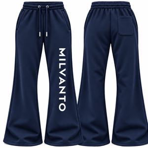 Pantalon de survêtement évasé unisexe personnalisé bleu marine en molleton de coton French Terry pour homme et femme – Coupe large premium pour l'hiver et le streetwear - Product Image 1