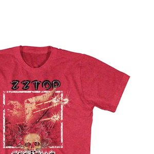 LAMA T-shirt rouge pour homme avec imprimé feu et crâne, manches courtes, col rond, coupe régulière, en jersey de coton - Product Image 3