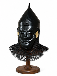 Casco Cónico Normando Medieval con Avental de Cota de Míldago, Armadura Negra de Acero Suave para Caballero Cruzado, Ideal para Recreación Histórica, Eventos y Halloween - Product Image 1