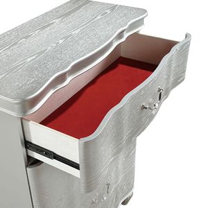 Stile tradizionale punto di riferimento cassa in legno a 5 cassetti con tiranti per cassetti in metallo argentato per armadi da soggiorno - Product Image 4