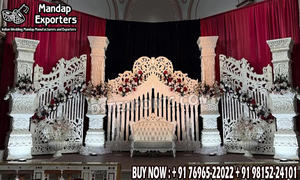 Décoration de scène de mariage asiatique style Palais Impérial, aménagement de mariage thème victorien blanc, scène de réception de mariage de luxe style Bollywood USA - Product Image 3