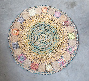 Eco Friendly Carpet 100% <b>Natural</b> Braided Jute & Recycled Cotton Handmade Reversible anti slip jute <b>rugs</b> for floor mats table mat - Product Image 2