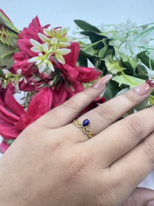 Natural <b>Lapis</b> <b>Lazuli</b> Crown <b>Ring</b> Gold Plated Handmade Blue Teardrop Gemstone Statement Cocktail <b>Ring</b> for Women - Product Image 3