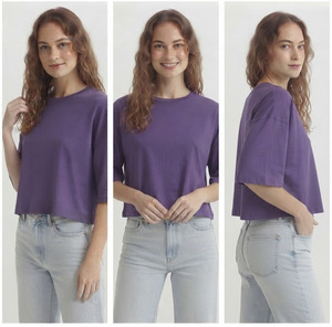 Camiseta Polo Corta para Mujer, Holgada, con Hombros Caídos, para Correr, Estilo Casual Urbano - Product Image 4