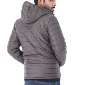Chaqueta Bomber con Capucha para Hombre, Color Gris Oscuro, Cierre de Cremallera, Resistente al Viento, Ropa de Invierno Informal, 100% Poliéster, Corte Regular - Product Image 4