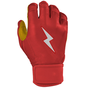 Red Split Finger Baseball Gloves With Lightning <b>Bolt</b> Design PU Material <b>Hook</b> And Loop Closure Unisex All Seasons - Product Image 4