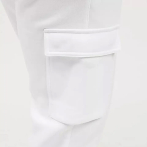Men <b>White</b> Cotton Sweatpants Elastic Waist Side Pockets Casual <b>Joggers</b> Autumn Wear - Product Image 3