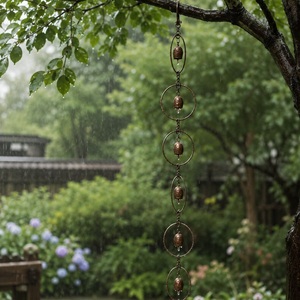 Cadena de Lluvia de Diseño Tradicional, Cadena de Lluvia de Hierro y Metal, Campanas de Viento, Decoración para el Hogar y el Jardín, Cadena de Lluvia de Cobre Antigua - Product Image 5