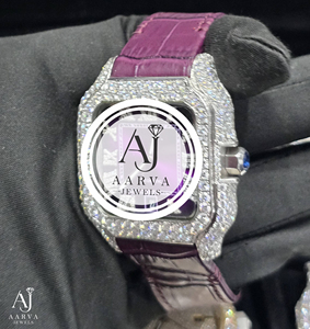 Montre à quartz analogique en acier inoxydable avec bracelet violet, cadran carré, lunette en cristal, boîtier de 10 mm, bracelet de 20 mm, bijou de mode, cadeau - Product Image 1
