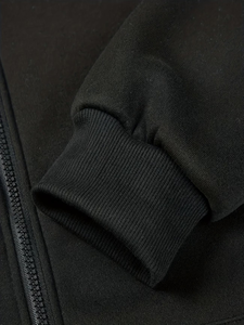 Customise Your Content Custom Logo Black Zip-<b>Up</b> Hoodie Unisex Casual 100% Cotton Fleece Regular Fit Heat Transfer Printed Autumn - Product Image 4