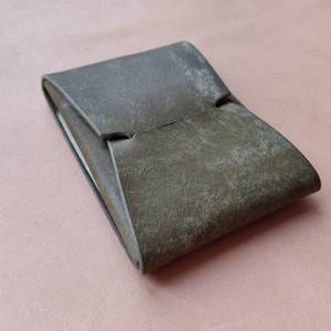 Premium Black Leather Seamless <b>Wallet</b> Grained Texture No Stitch Mini Card <b>Holder</b> For OEM Orders SLW-0029 - Product Image 2