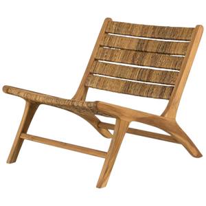 Fauteuil bas moderne et durable en teck massif, style mi-siècle, avec rotin tressé à la main, pour salon, hôtel ou villa. - Product Image 4