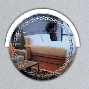 Miroir LED en acrylique irrégulier de qualité supérieure avec design à rainure en V sans cadre, interrupteur tactile, art mural, écologique et léger - Product Image 3