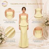 Ensemble de robe de soirée pour femme - Haut bustier jaune pâle à volants et jupe sirène, ensemble deux pièces, parfait pour le bal de promo, les fêtes et les anniversaires