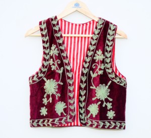 Chaleco Vintage de Terciopelo Tejido y Bordado, Ecológico, 100% Algodón, Estilo Boho Floral, Sin Mangas, para Primavera, Verano e Invierno - Product Image 1