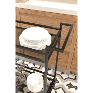 Modern Rolling Utility Cart with Glass Shelves and Metal Frame for <b>Kitchen</b> Storage and Serving - Product Image 2