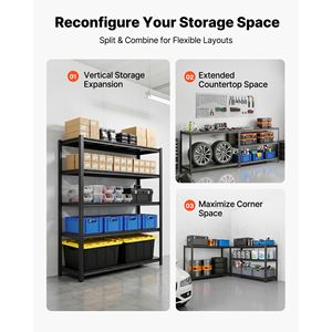 5 Tier Adjustable Heavy Duty <b>Metal</b> Utility Rack <b>Shelf</b> G 3000 Lbs Capacity Garage Storage <b>Shelves</b> <b>Unit</b> - Product Image 4