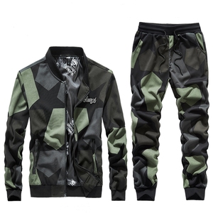Conjunto Deportivo 2 en 1 para Hombre, Sudadera con Cierre y Mangas Largas, Bolsillos Laterales, Ropa Casual Transpirable de Invierno, 100% Algodón - Product Image 1