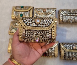 Mini Bolso de Mano Kundan de Latón, Chapado en Oro, Hecho a Mano, con Diamantes, Cierre de Hebilla, para Eventos Nocturnos, Aniversarios, San Valentín, Día de Acción de Gracias - Product Image 1