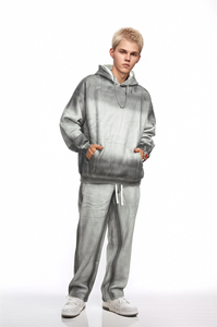 Conjunto Deportivo Unisex con Capucha y Estampado Degradado, Manga Larga, Cordón Ajustable, Estilo Casual para Otoño, Corte Regular, 100% Algodón - Product Image 4