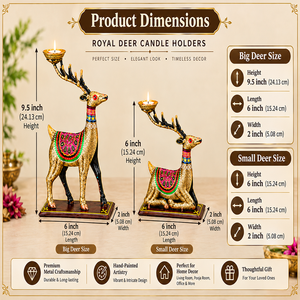 Handcrafted Metal Deer <b>Tealight</b> <b>Candle</b> <b>Holder</b> Set Antique Gold Reindeer <b>Candle</b> Stand for Home Decor Wedding Centerpiece Diwali - Product Image 4