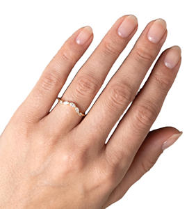 IGI Certified 18K Solid Gold Marquise Lab Grown Diamond Wedding Band Curved V Shape <b>Ring</b> Minimalist Stackable <b>Ring</b> <b>Proposal</b> <b>Ring</b> - Product Image 5