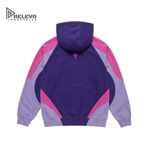 Sudaderas con Capucha Personalizadas para Hombre, Tricolor, de Felpa Gruesa, Talla Grande, Color Morado Oscuro, Lila, Magenta, Rosa, Manga Raglán, Logotipo 3D en Relieve, Ropa Casual - Product Image 2