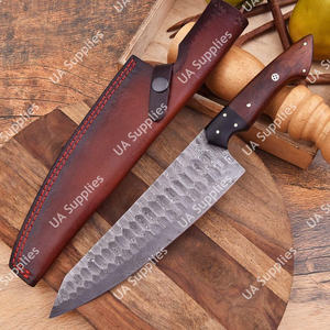 Couteau de Chef Professionnel en Acier Damas Fait Main, 8 Pouces, Manche Ergonomique en Bois Naturel, Léger, Manche Plein, Ambidextre - Product Image 3