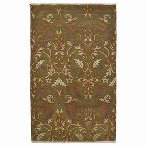 Tapis Damassé Rectangulaire Moderne DECORDEC de Haute Qualité, Motif Floral Ornamental, Couleurs Rouille, Olive, Beige, Taupe, en Laine Écologique Antidérapante - Product Image 1